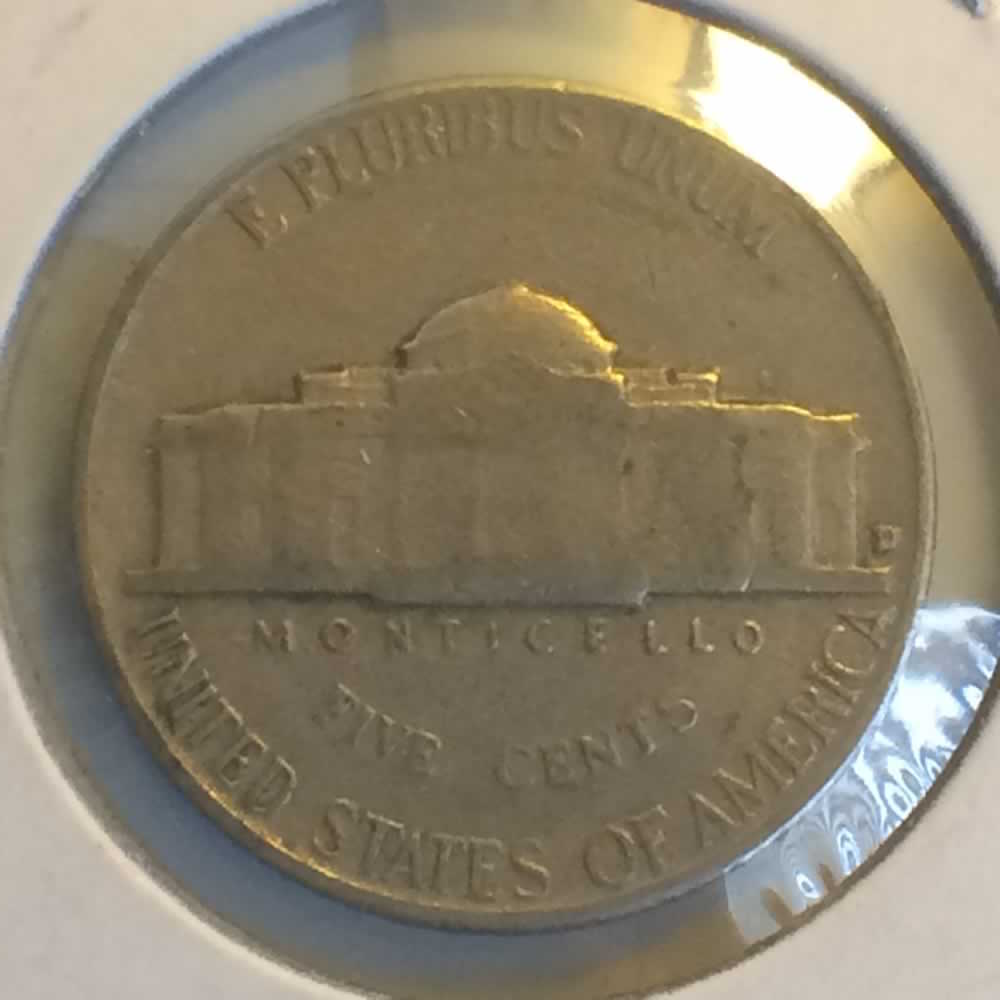 US 1956 D Jefferson Nickel ( 5C ) - Reverse