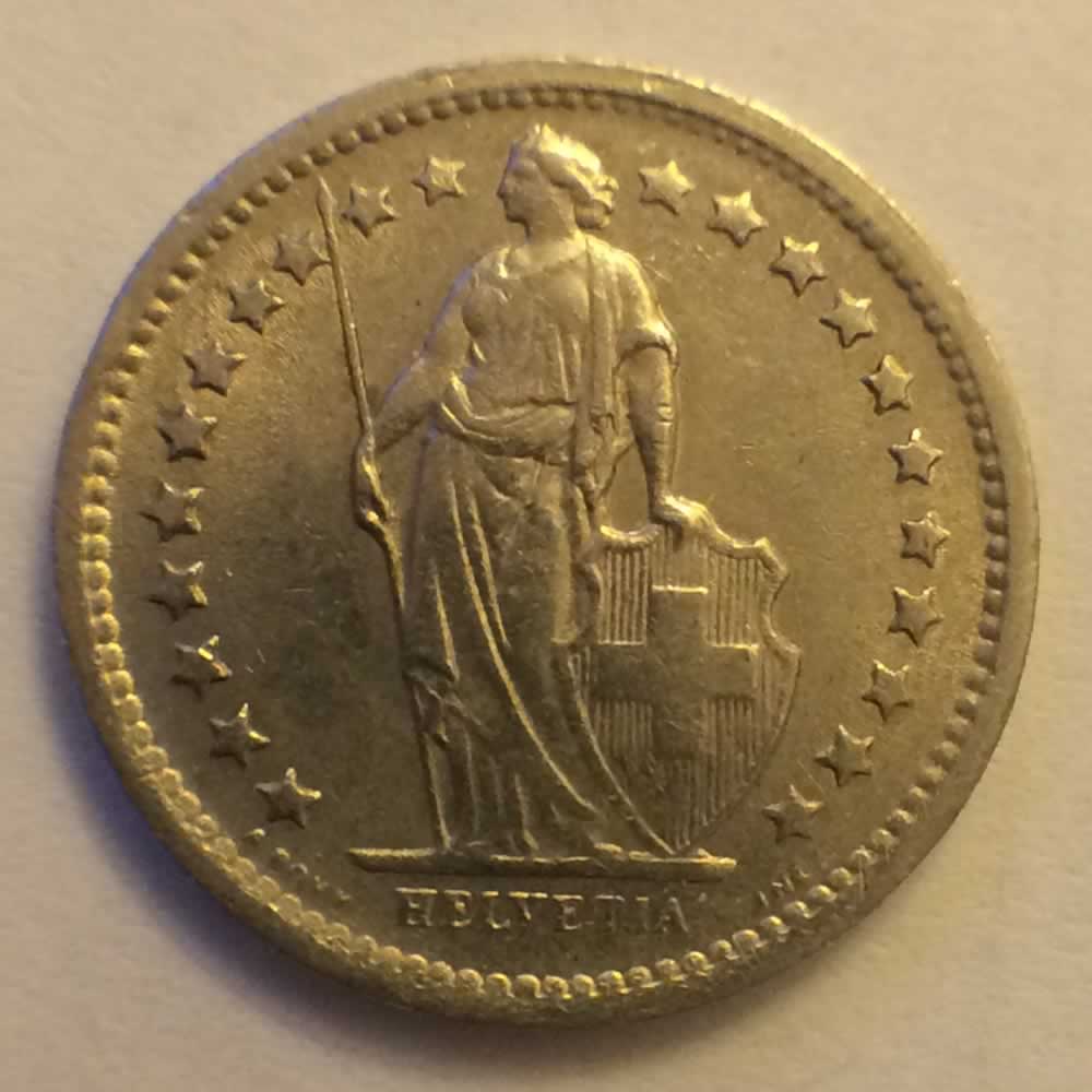 Switzerland 1968 B Half Franc ( 1/2Fr ) - Obverse