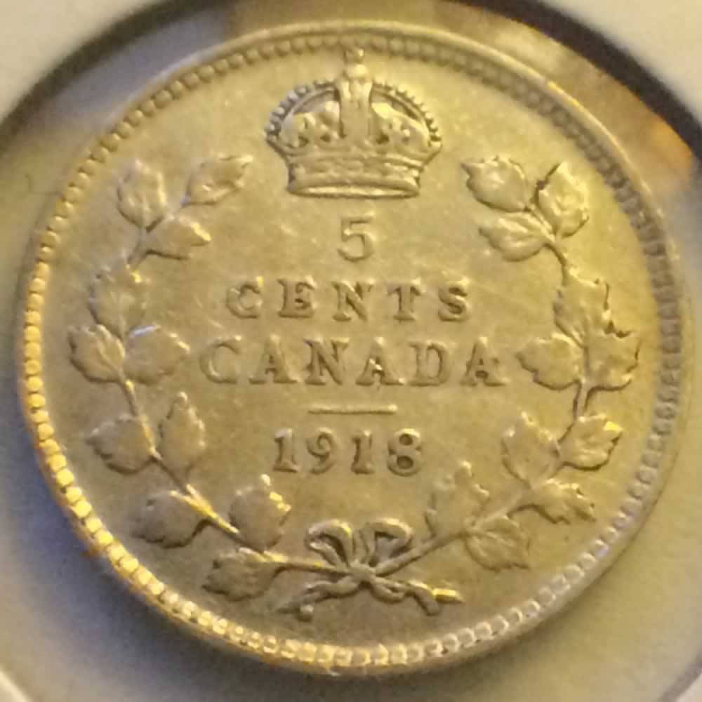 Canada 1918  George V Silver Nickel ( CS5C ) - Reverse