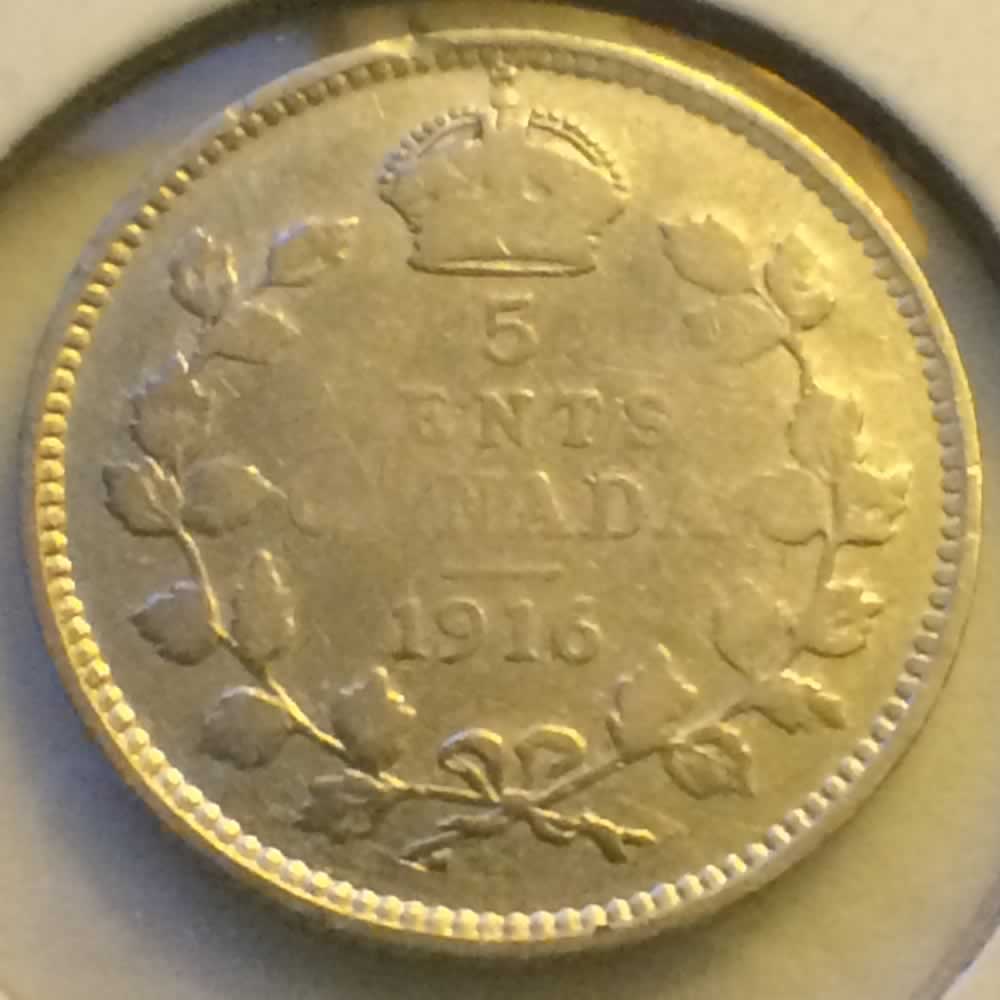 Canada 1916  George V Silver Nickel ( CS5C ) - Reverse
