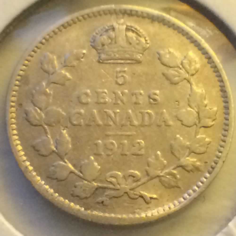 Canada 1912  George V Silver Nickel ( CS5C ) - Reverse