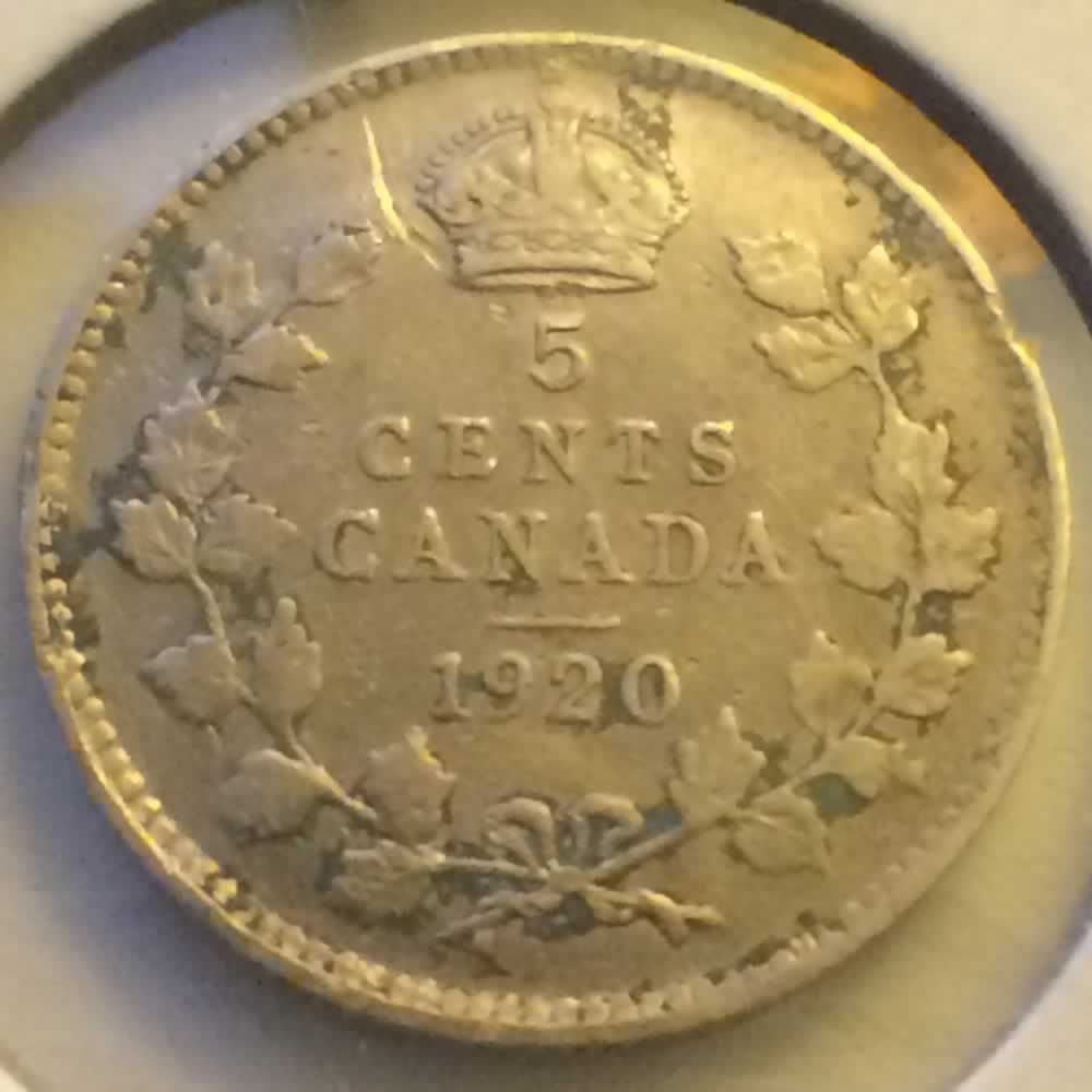 Canada 1920  George V Silver Nickel ( CS5C ) - Reverse