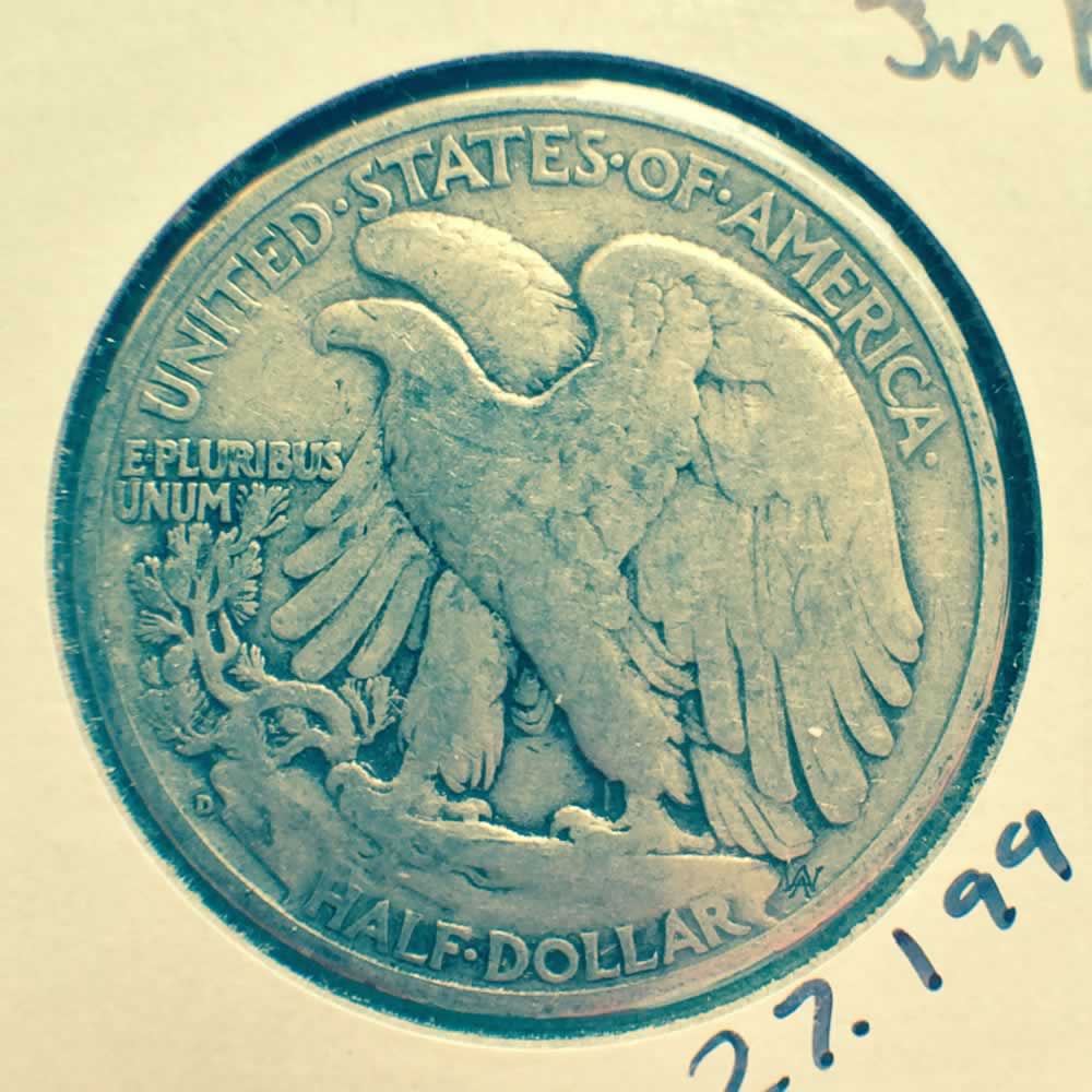 US 1941 D Walking Liberty half dollar ( S50C ) - Reverse