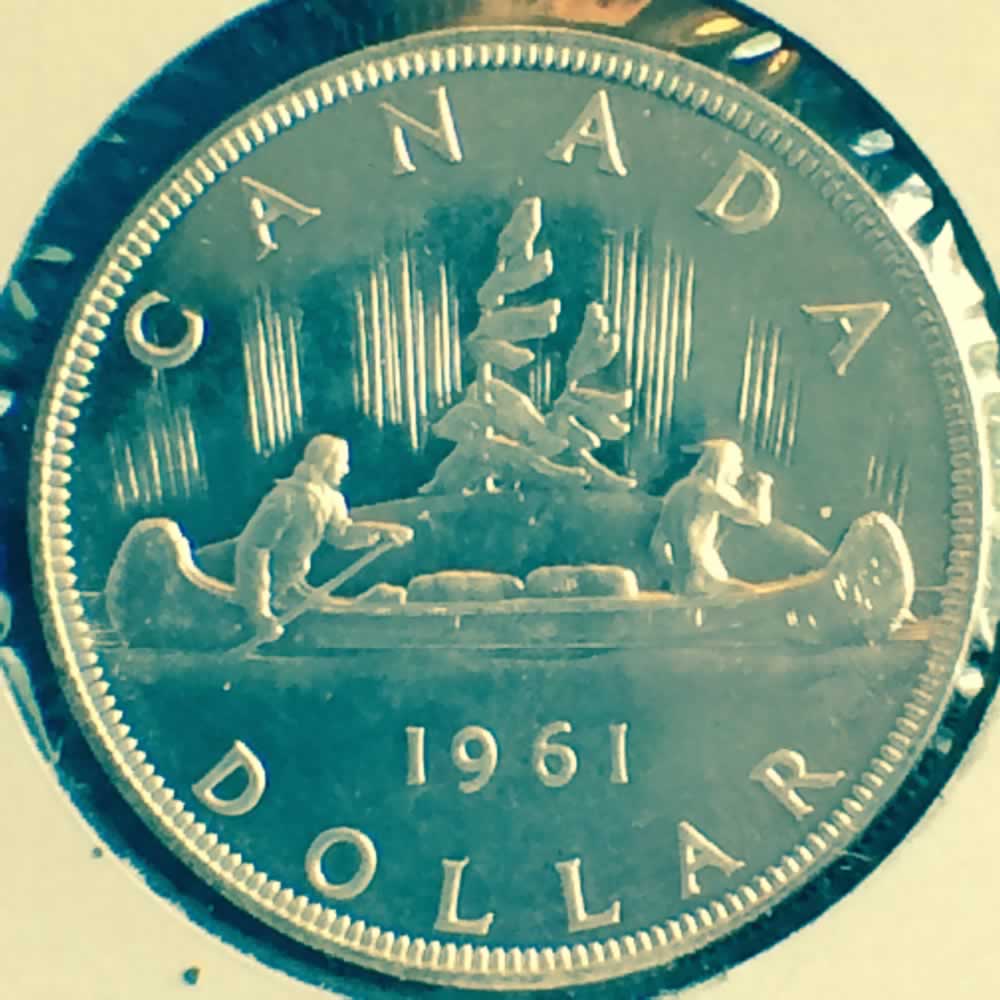 Canada 1961  Voyageur Silver Dollar ( CS$1 ) - Reverse