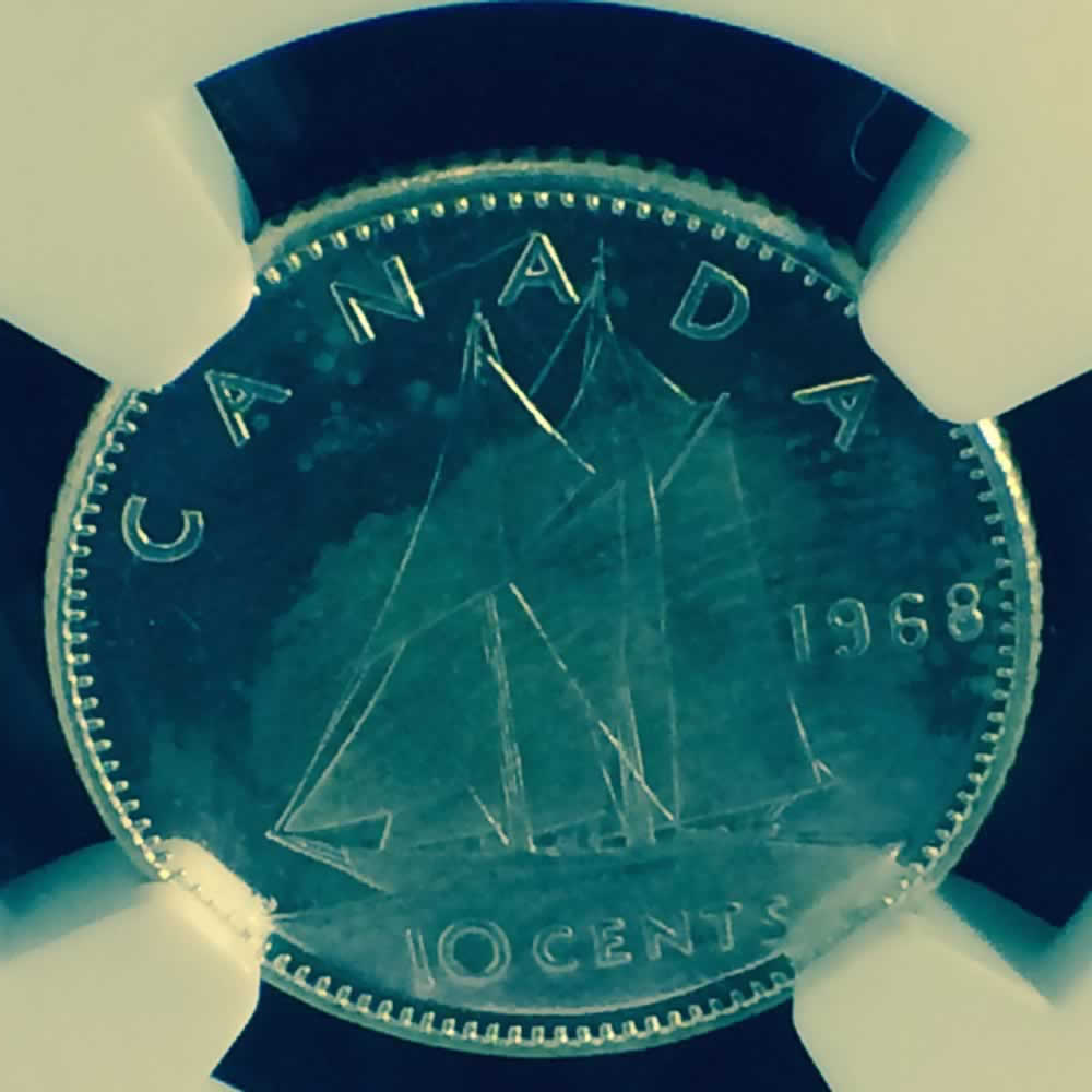 Canada 1968  Silver Canadian Dime ( CS10C ) - Reverse